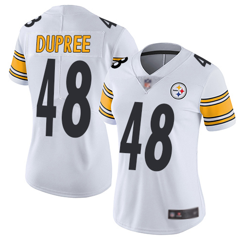 Women Pittsburgh Steelers Football #48 Limited White Bud Dupree Road Vapor Untouchable Nike NFL Jersey